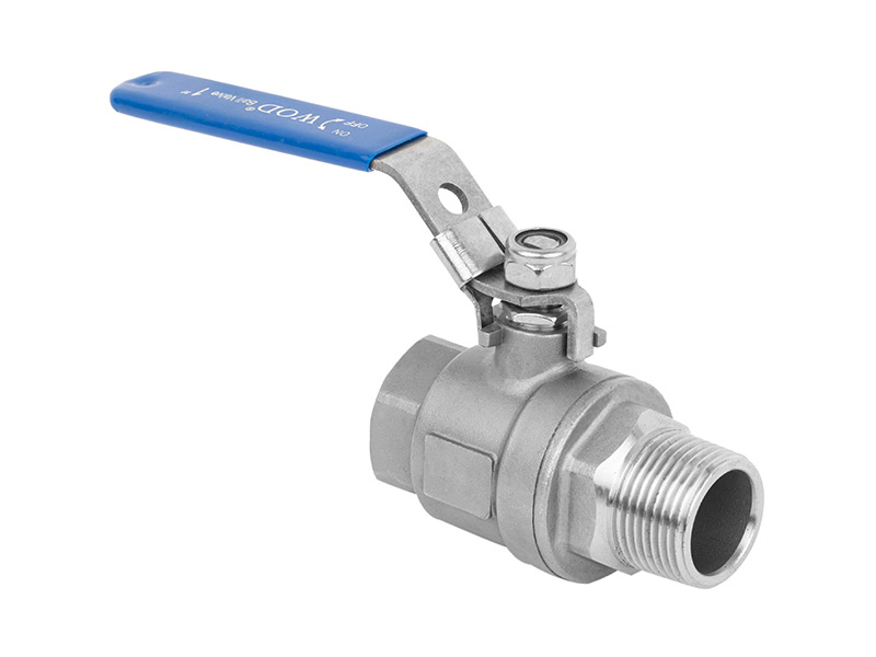 Two piece full bore male-female thread stainless steel ball valve