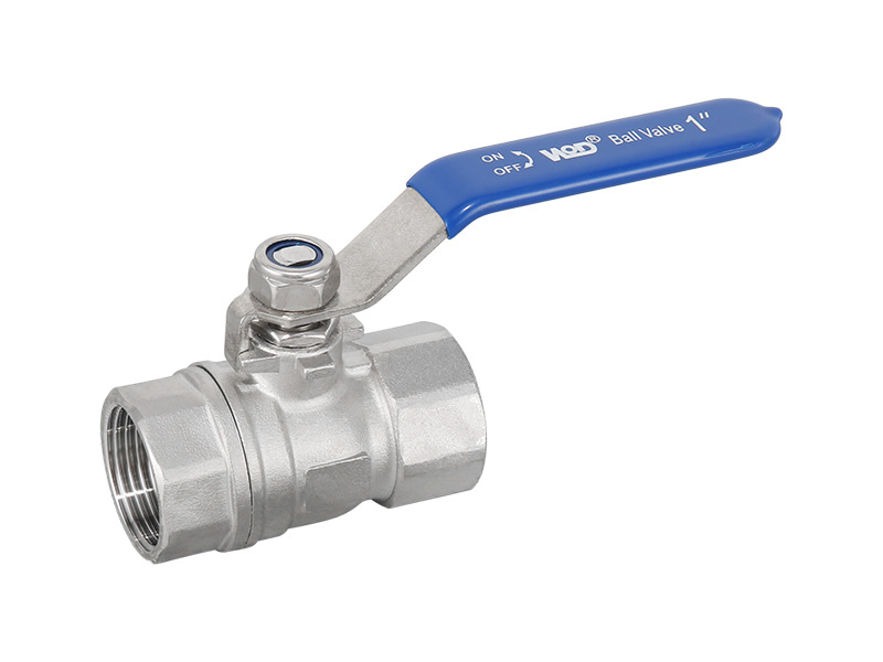 Two piece reduced diameter female thread stainless steel ball valve