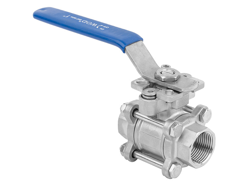 Three piece high platform female thread stainless steel ball valve