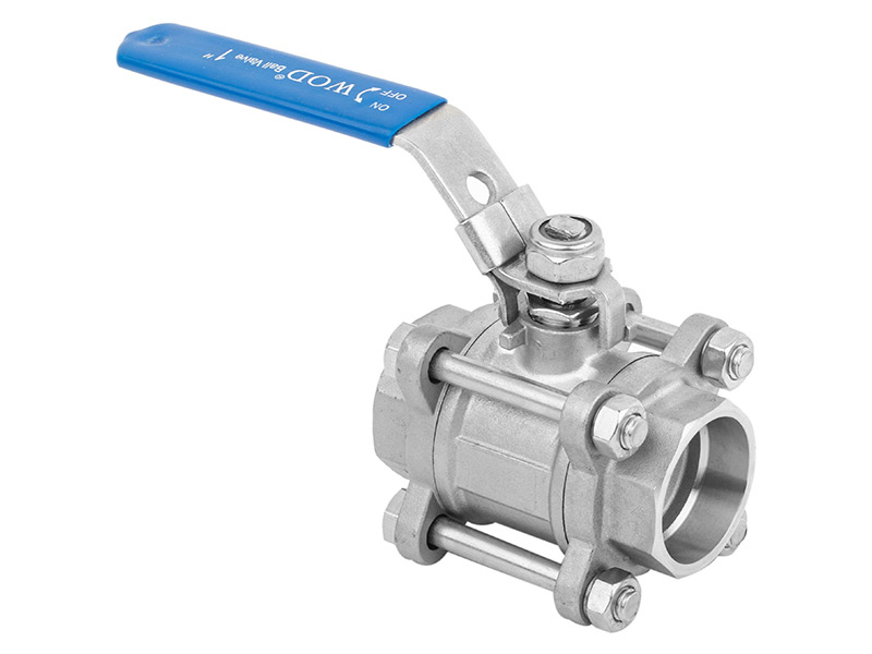 Three piece full bore socket welded ball valve