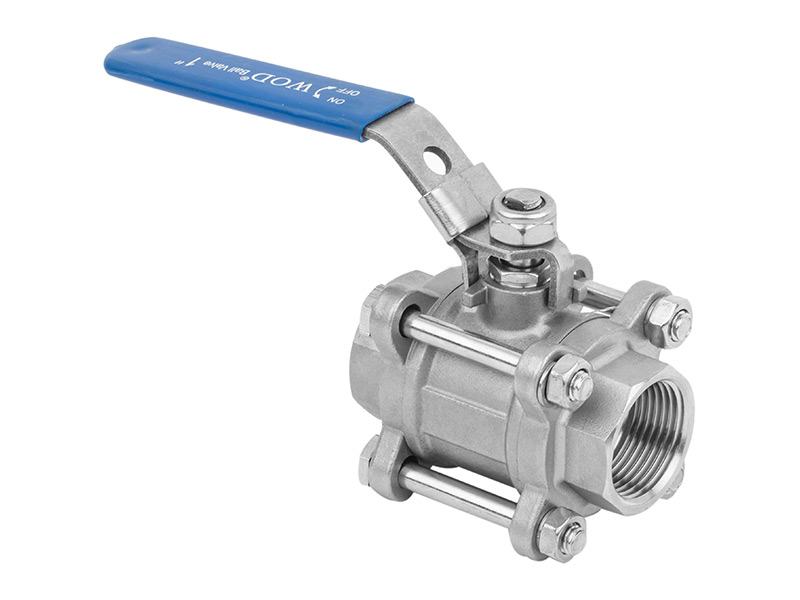Three piece light female thread stainless steel ball valve
