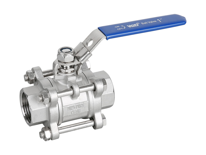 Three piece German standard m3 female thread stainless steel ball valve